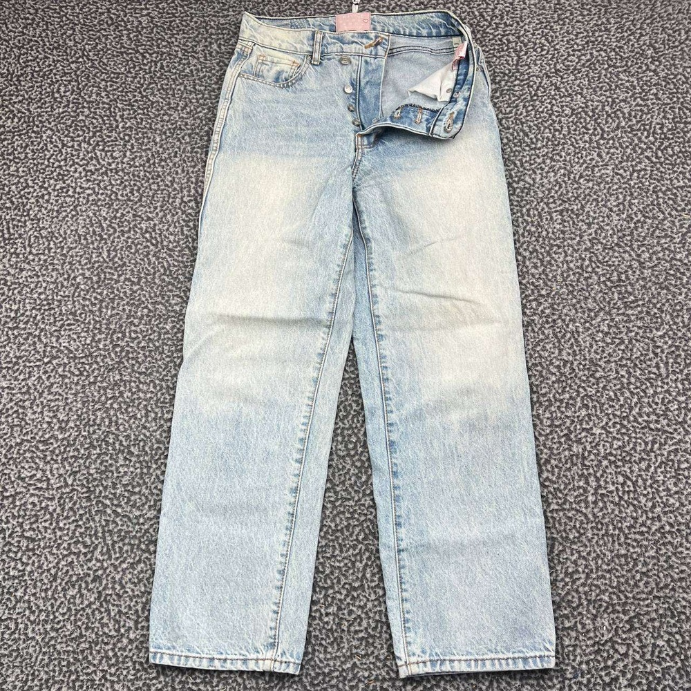 Revice Denim Jeans Women 28x28 Blue Light Wash Button Fly Straight Leg Cotton